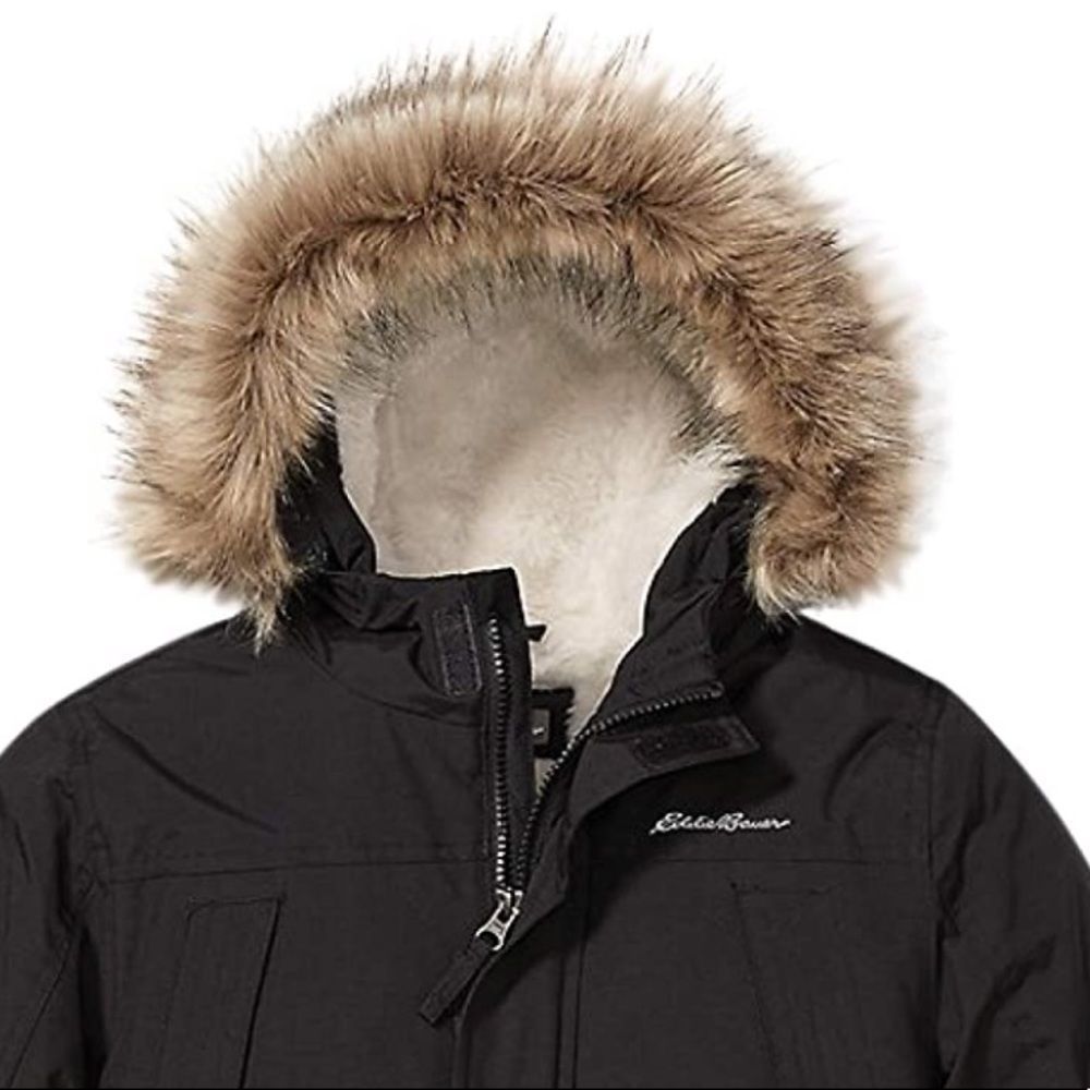Eddie Bauer Black Kids Jacket with Faux Fur Hood